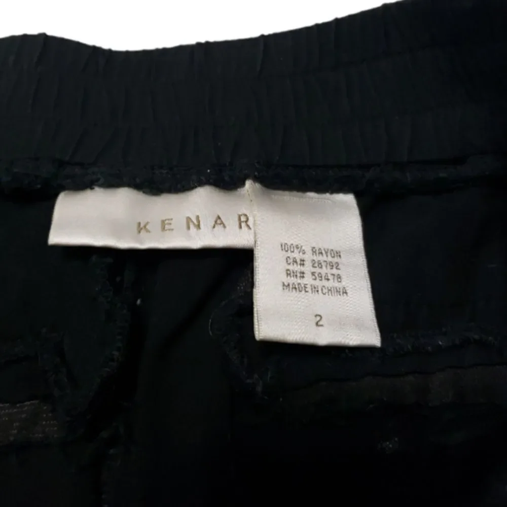 Kenar Pants Size 2 100% Rayon Women's Pull On Pants Tapered Leg Casual Black EUC